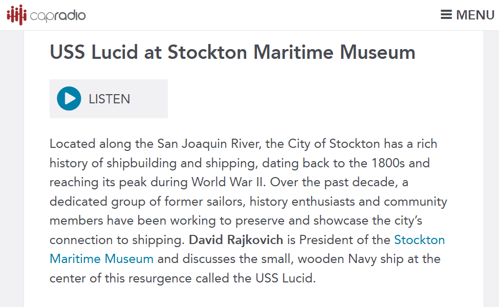 Capital Public Radio - USS Lucid reciding thumbnail